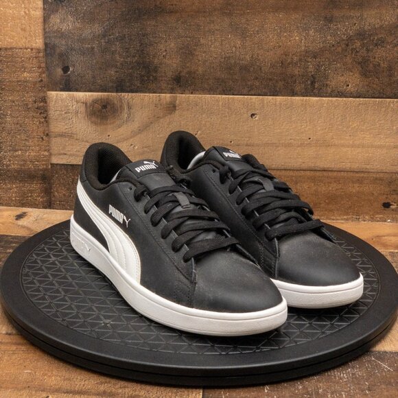 PUMA SMASH V2 MENS ATHLETIC SHOES RETRO SNEAKERS CASUAL BLACK LEATHER SIZE 12 - Picture 3 of 9